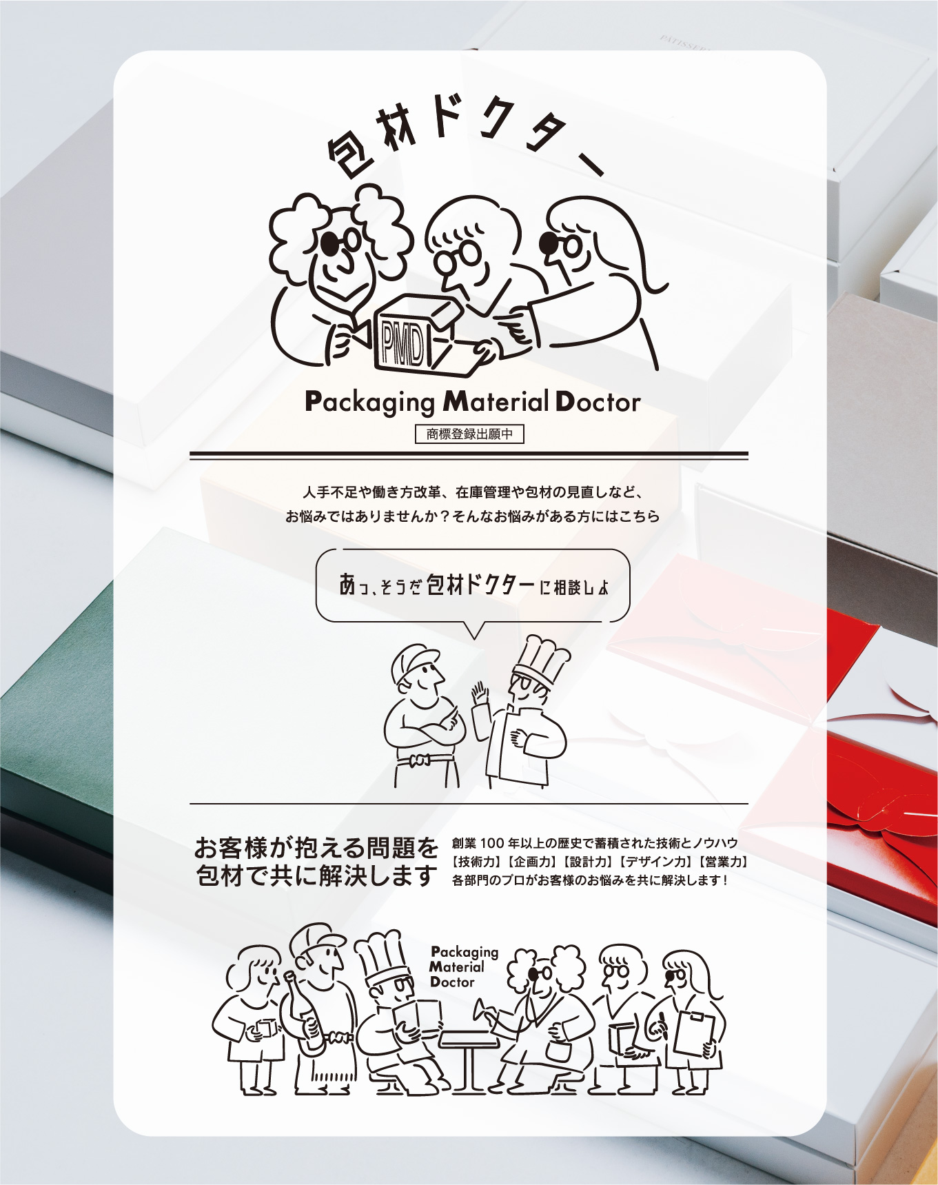 包材ドクター 人手不足や働き方改革、在庫管理や包材の見直しなど、お悩みではありませんか？そんなお悩みがある方にはこちら